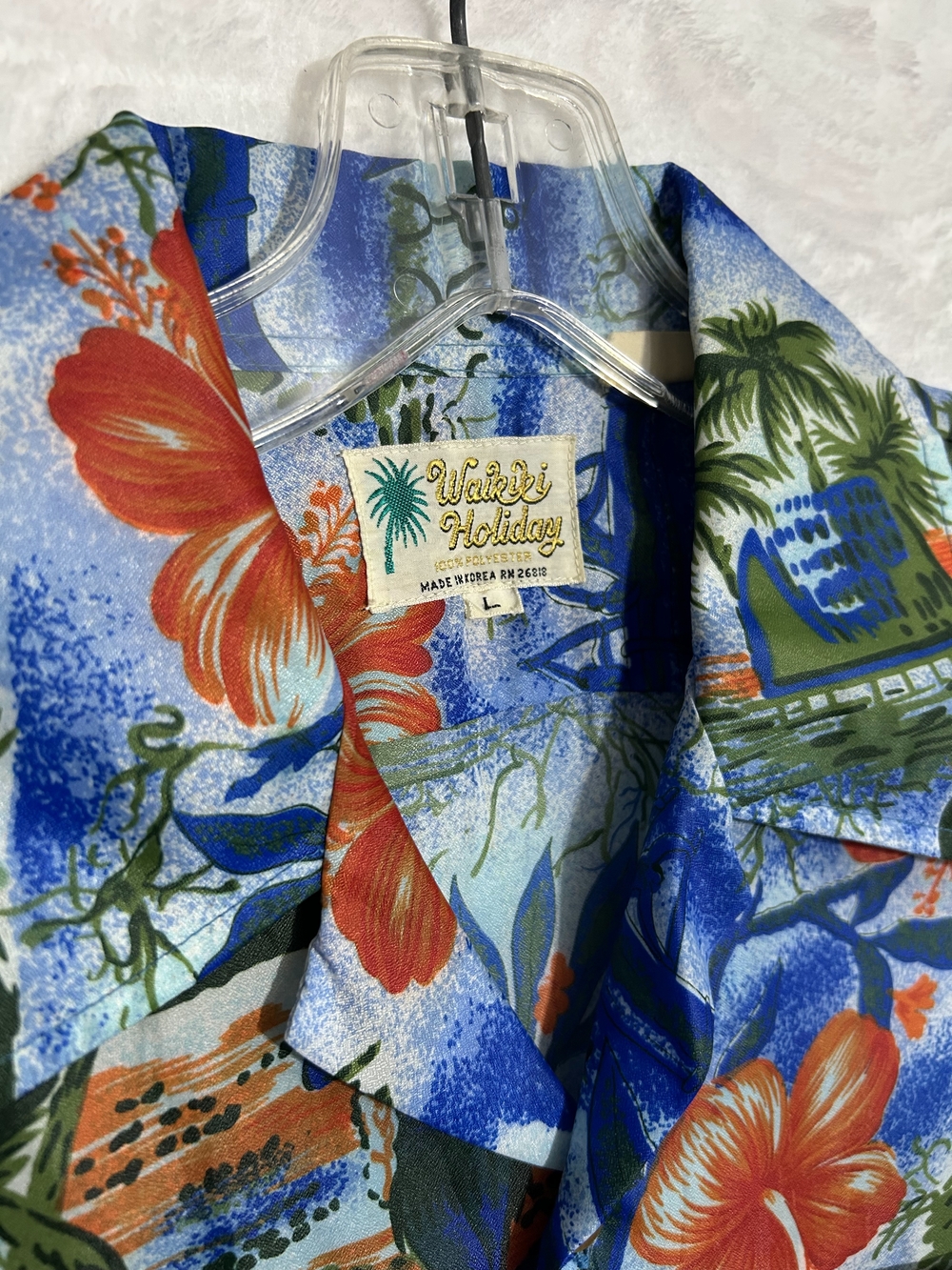 Men's Blue Floral Hawaiian Button-Down Shirt